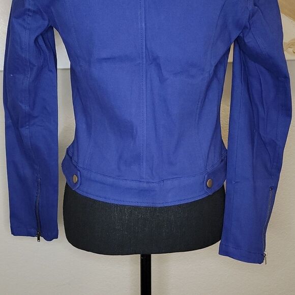 Moto Stlye Jacket Sapphire Blue Color - Picture 9 of 15